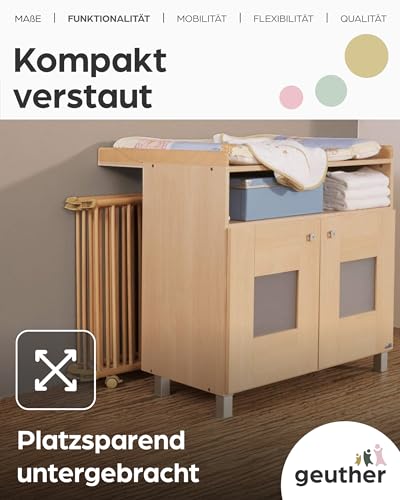 Geuther Laufgitter Lucilee 76x97 cm I höhenverstellbar I werkzeuglos montiert I gepolsteter Baby-Laufstall aus Holz I Natur I Mobil, klappbar I TÜV geprüft I zusammenfaltbar I Made in Germany