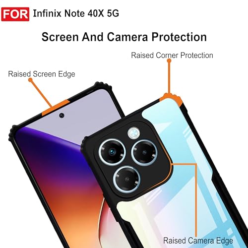 Image of Zapcase Back Case Cover for Infinix Note 40X 5G | Compatible for Infinix Note 40X 5G Back Case Cover | Clear Case with Camera Protection | (TPU + PC | Matte Black)