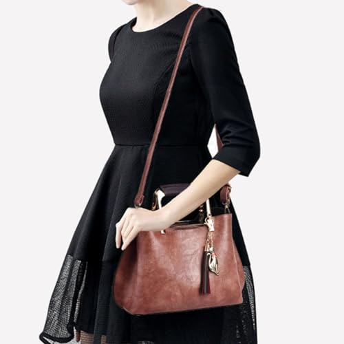 Bolso tote satchel de mujer con asas y cuero PU miniatura 2