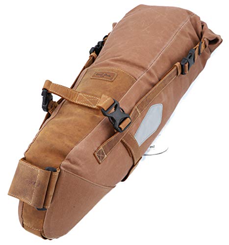 Gusti Lenkertasche Leder-Romain M. Satteltasche Fahrradtasche Gepäcktasche Beutel Ledertasche Vintage Braun Leder und Canvas