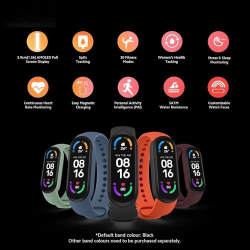 Image of Drumstone 10 πππππ πΎπππππππM6 Smart Fitness Tracker Band with Bluetooth Connectivity, Heart Rate Monitor, Step & Calorie Tracking, Sleep Monitoring, Multi-Sport Modes, Call & SMS Alerts,