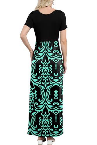 EUOVMY Women's Short Sleeve Loose Plain Maxi Dresses Casual Vacation Long Dresses with Pockets3