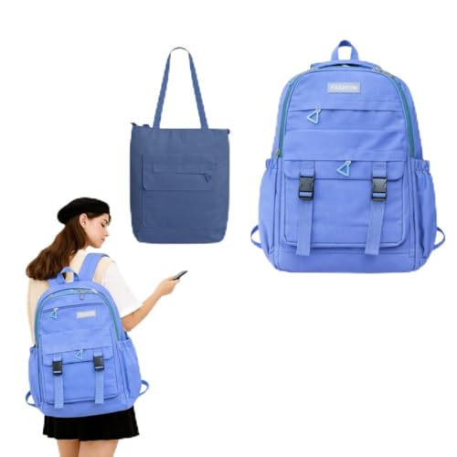 Kit Mochila Escolar Juvenil 4 Peças Resistente com Compartimento para Notebook (azul escuro)