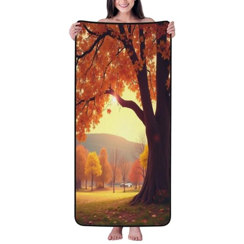 Bright Autumn Tree - Toallas de baño con estampado naranja n.º 19, toallas de ducha para baño, altamente absorbentes, suaves, grandes, 27 x 55 pulgadas