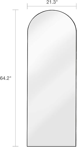 Miniatura 3 de DYNWELL Espejo arqueado de longitud completa, espejo de suelo con soporte, espejo grande de 64 x 21 pulgadas, espejo de pared de longitud completa,
