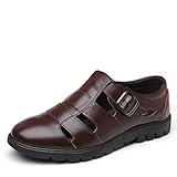 FRAUIT Sandali Uomo Pelle Chiusi Sandali Uomini Spiaggia Cuoio Scarpe Ragazzo Estive Eleganti Lucide Traspirante Sandali a Punta Chiusa Uomo Mare Piscina