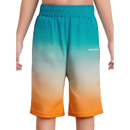 Boys' Gradient Color Swim Trunks Elastic Waistband Quick-Dry Boardshorts for Beach Pool Surfing