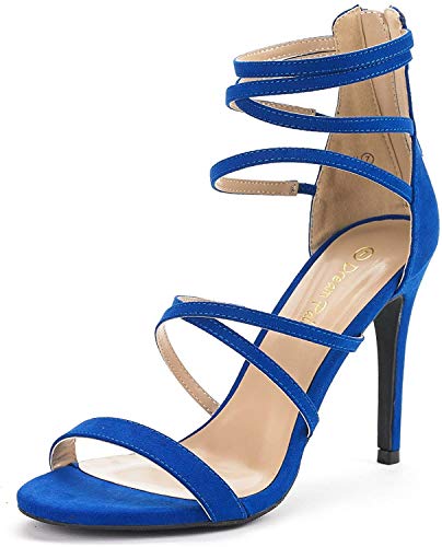 DREAM PAIRS Women's Show Royal Blue High Heel Dress Pump Sandals - 8.5 M US