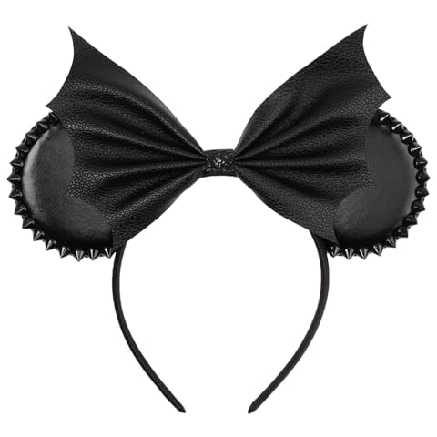 Bianbai Black Faux Leather Bat Wing Headband Cover