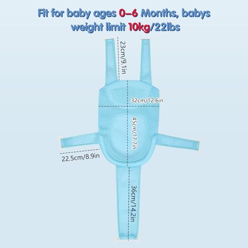 Image of Colorlife Baby Bath Seat Support Net Infant Bathing Seat Support Mat, Adjustable Comfortable Non-Slip Five-Pointed Baby Shower Net Bathtub Sit Up Mesh for Newborn 0-12 Months-Light Blue(No Bathtub)