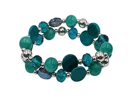 Stackable Beaded Bracelet for Women Multilayered Colorful Cute Turquoise Crystal Stretch Bracelet Trendy Costume Jewelry Holiday Gifts for Women