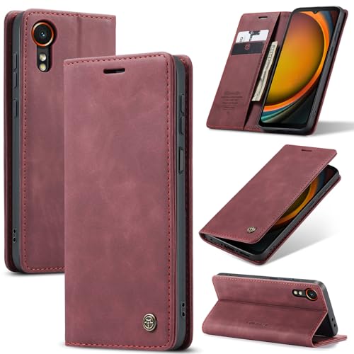 Handyhülle für Samsung Galaxy Xcover 7 PU Leder Folio Wallet Hülle mit Kartenhalter und Kickstand Premium TPU stoßfeste Innenhülle Schutzhülle Folio Cover Kompatibel mit Samsung Galaxy Xcover 7