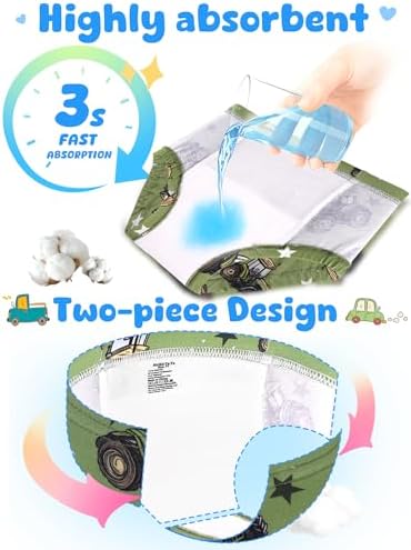 BliBliTaTa Boys Training Underwear Pants 4-Pack Toilet Potty Underpants Cotton Absorbent Padded Reusable Leak Resistant Feel Wet For Toddler Baby 4t 5t Dinosaur Car - 5