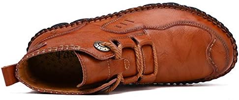 Honeystore Men's British Boots High-top Leather Motorcycle Shoes Lace-up Booties Brown 13.5 D(M) US Men | Image 2