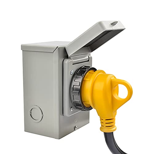 Set Rv Extension Cord (10/3 15 Ft) With Inlet Power Box (30 Amp/Nema Tt-30P) #TOP1