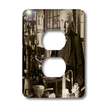 Thomas Edison dans son labo cache de prise de courant pour ambiance bureau rétro