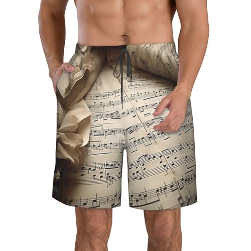 Men's Swim Trunks Quick Dry Bathing Suits Sheet Music Beach Board Shorts Swimwear with Pockets