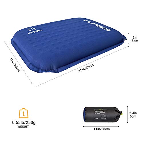 ATEPA 2-pack Self-inflating Inflatable Seat Cushion for Stadium,Pressure Relief,Bleacher, Sports, Camping, Airplane, Travel, Outdoor, Air Foam Seat Pad, Portable, Packable, Waterproof, Insulated, Navy - Thumbnail 3