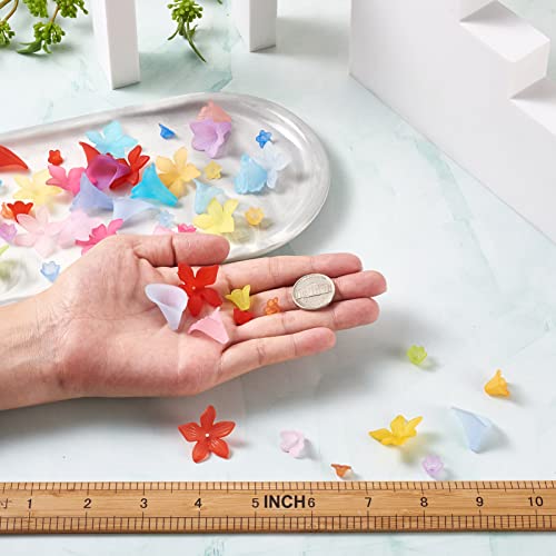 Craftdady 400Pcs Tulip Flower Bead Cap Acrylic Floral Petal Frosted Clear End Cap Drilled Flower Bead Charm for Jewellery Making Necklace Bracelet - Image 3