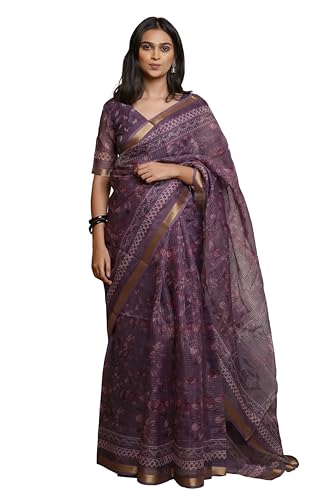 Image of MIRCHI FASHION Lightweight Kota Doria Cotton Saree | Floral Printed Summer Saree for Women | Breathable Ethnic Daily Wear Saree with Blouse Piece