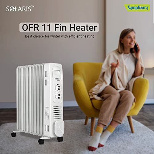 Image of Symphony Solaris OFR 11 fin 2900W Room Heater for Home with Oil-filled radiator, 11 fins, and Multidirectional Heating (Off White)