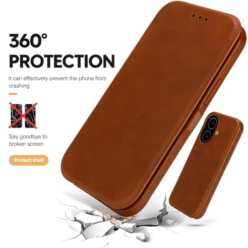 Image of Vegan Leather Wallet Case for Google Pixel 10 Pro XL, Premium PU Flip Cover with Card Slot, Magnetic Closure, Kickstand, Slim Durable Design, Privacy Protection - Brown