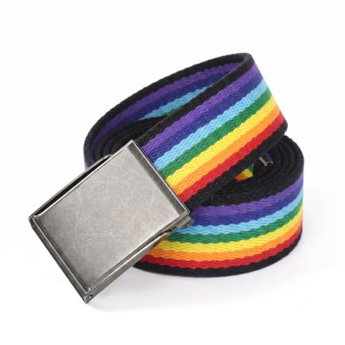 Image of Mile High Life Canvas Web Belt | Cut to Fit Up to 52 inch | Flip-Top Matte Silver Nickel Buckle 12 Colors