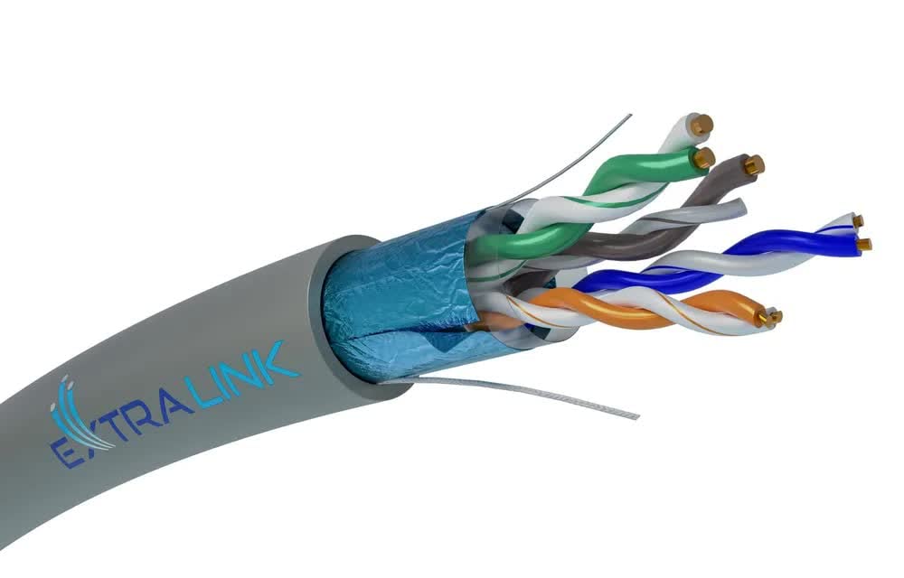 EXTRALINK Cavo Ethernet interno CAT 5E FTP F/UTP, 305 m, interno Twisted Pair Internet, cavo LAN, AWG24 CCA UTP RJ45, in rame