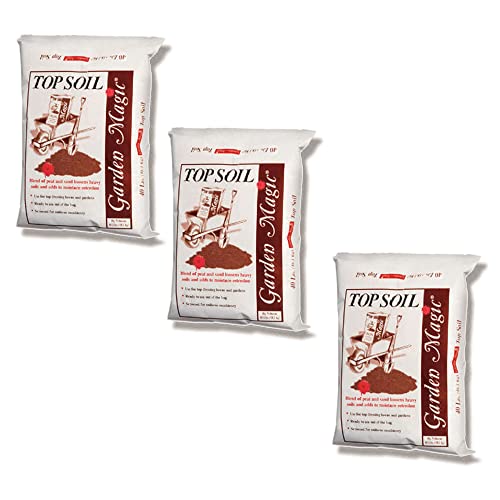 Michigan Peat Garden Magic Indoor and Outdoor Organic Planting Potting Topsoil Mix with Perlite Blend and Moisture Retention, 40-Pound Bag (3 Pack)