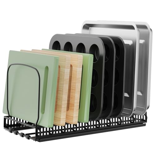 Housolution 1 Pack Baking Tray and Cookie Sheet Organizer, Cutting Board Organizer with 2 Using...