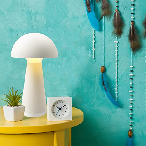 Toyunia Cordless Rechargeable Bedside Lamp Battery Operated Mushroom Table Lamp Nursery Lamp Mushroom Night Light Dimmable Night Light Nightstand lamp Touch 3 Level Brightness (Matte White Finish)