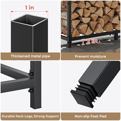 suchown 30 Inch Firewood Rack with Log Carrier Bag, Indoor Double-layer Fire Wood Holder with handles, Metal Heavy Duty Log Holder, Rustproof Firewood Storage Tool for Fireplace Patio Deck