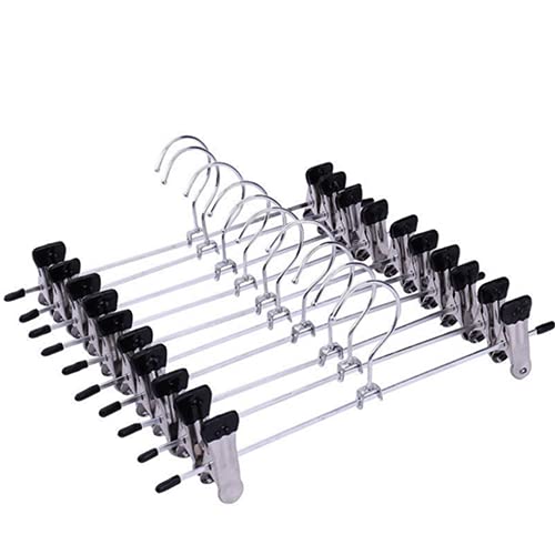 10 Heavy-Duty Trouser Hangers With Clips, Adjustable Metal Trouser Hangers, Skirt Hangers With Clips, Space-Saving Jeans Hangers #TOP4
