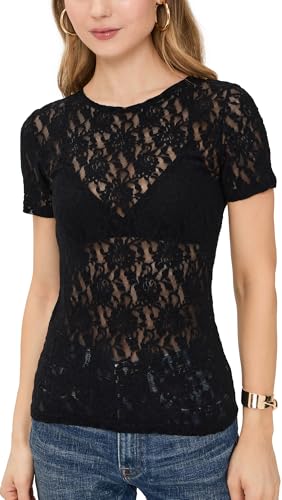 Haut à manches courtes pour femme Hanky Panky en tissu premium finitions dentelle