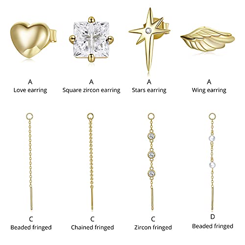 Bijoux en argent sterling 925 boucles d'oreilles chaîne or