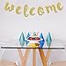 Welcome Gold Glitter Hanging Sign Banner- First Day of School, Classroom, Wedding, House, Home Decor (Gold)