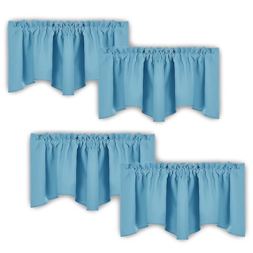 NICETOWN Blackout Valance Curtains for Window - Energy Efficient Microfiber 52 inches by 18 inches Scalloped Rod Pocket Valance Curtains/Draperies/Dra