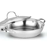 Cooks Frigideira Wok padrão com tampa de vidro, aço inoxidável clássico 30 cm Che...
