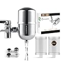 WINGSOL WINGSOL Faucet Filter Reduce Heavy Metals 99.6% Lead, Increase Water pH & Taste NSF/ANSI 42&53, 304 Stainless-Steel 220G 0.1µm Remineralize Water 5-in-1 Function, 2 Filter Cartridges Included