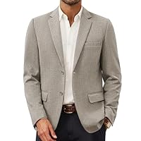 Mens Business Suit Jacket Knit Blazer Slim Fit Herringbone Sport Coat for Office C-Apricot