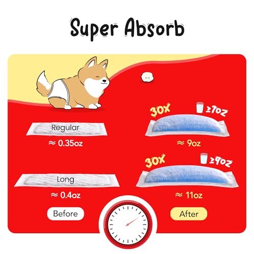 Image of Disposable Dog Diaper Liners Booster Pads for Male & Female Dogs - 150ct | Diaper Inserts fit Most Washable Dog Wraps and Belly Bands,Long