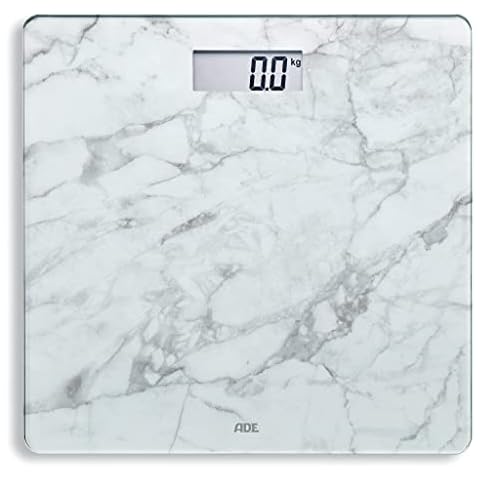 ADE Personenwaage digital | weiße Marmoroptik | sehr präzise | gehärtetes Sicherheitsglas | bis 180 kg Cover