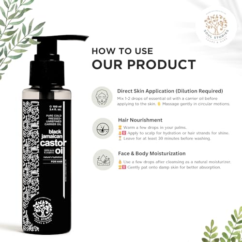 Image of Soul Stories Jamaican Black Castor Oil 100ml | Cold Processed Oil for Scalp Care & Stronger Looking Hair | Helps Reduce Breakage, Frizz & Dryness | Supports Healthy Growth | Rich in Omega 3 & 6