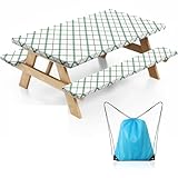 Nimalpal Picnic Table Cover with Bench Covers, Elastic Fitted Spandex Tablecloths for 6 Foot Rectangle Tables, Stretch Washable Patio Tablecloth for Outdoor