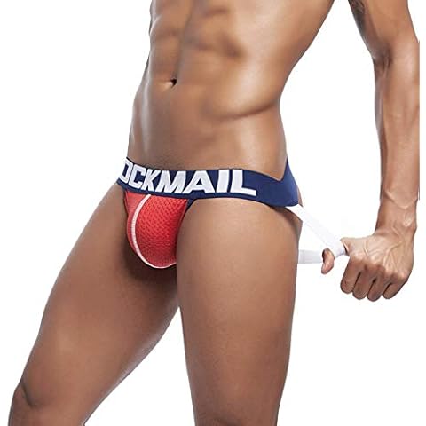 Men's Jock Straps Underwear Stretch Classic Midi Hipster Pants Mens Underpants Soft Briefs G-String Supporter Sports Jockstraps Underwear Red Cover