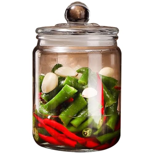 Frasco De Vidrio Transparente para Encurtidos Domésticos, Recipiente De Fermentación Sellado para Restaurantes, Botella Multicapacidad para Almacenar Granos(1.5kg/52.9oz)