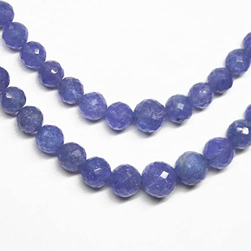 Tanzanite naturelle perles rondes facettées 5mm-9mm pour création de collier de 45cm
