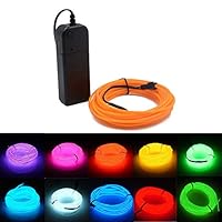 Kmruazre El Draht, Drahtlicht, Neonschnur mit Elektrolumineszenzlicht, Verwendet für Partys, Halloween, Innen- und Außendekorationslichter (5m/16ft,Gelb)