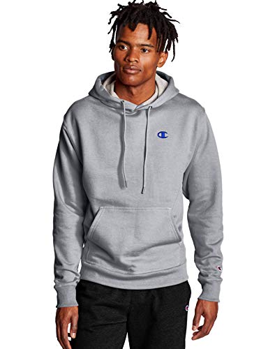 Champion Mens Powerblend Fleece Pullover Crew, M, Oxford Grey/Surf The Web