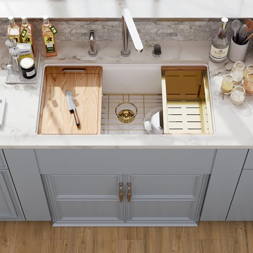 Hugsleek 36 White Granite Composite Kitchen Sink cover